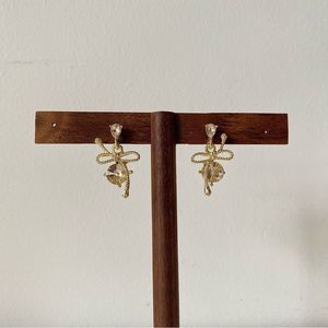 3/$20 Gold Rhinestone Bow Earrings